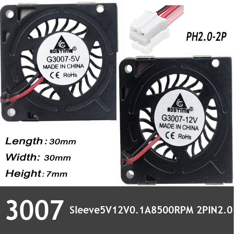 

Gdstime 1pcs 5V 12V DC 30x30x7mm Blower Fan Small turbo Quite For Computer Case Cooling Centrifugal Fan New