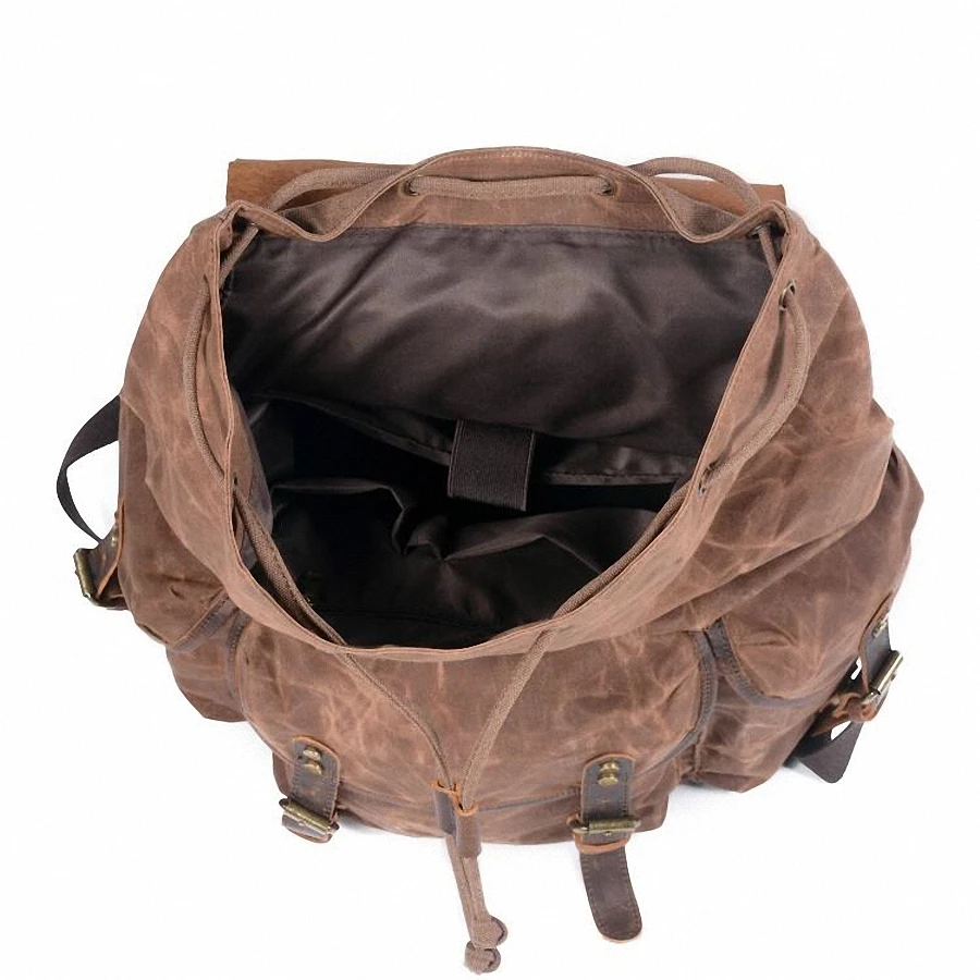 New 2020 Men's Vintage School Bags Travel Sports Camping Hiking Rucksack Quality Waxed Canvas Leather Casual Men Laptop Backpack | Спорт и