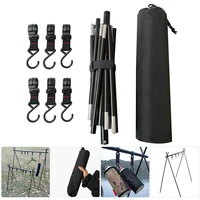 outdoor hanging rack camping hiking clothes sundry storage hanger triangle shelf pot pan cookware lamp holder hooks