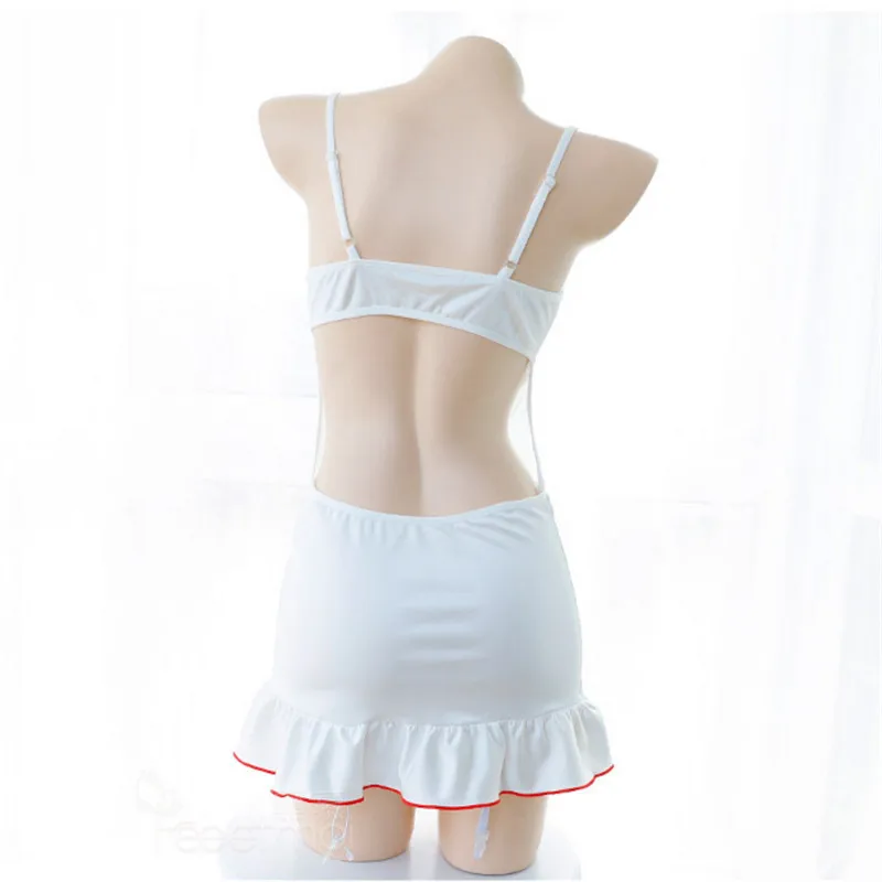 

Sexy Women White Nurse Uniform Temptation Mini Dress Exotic Costumes No socks