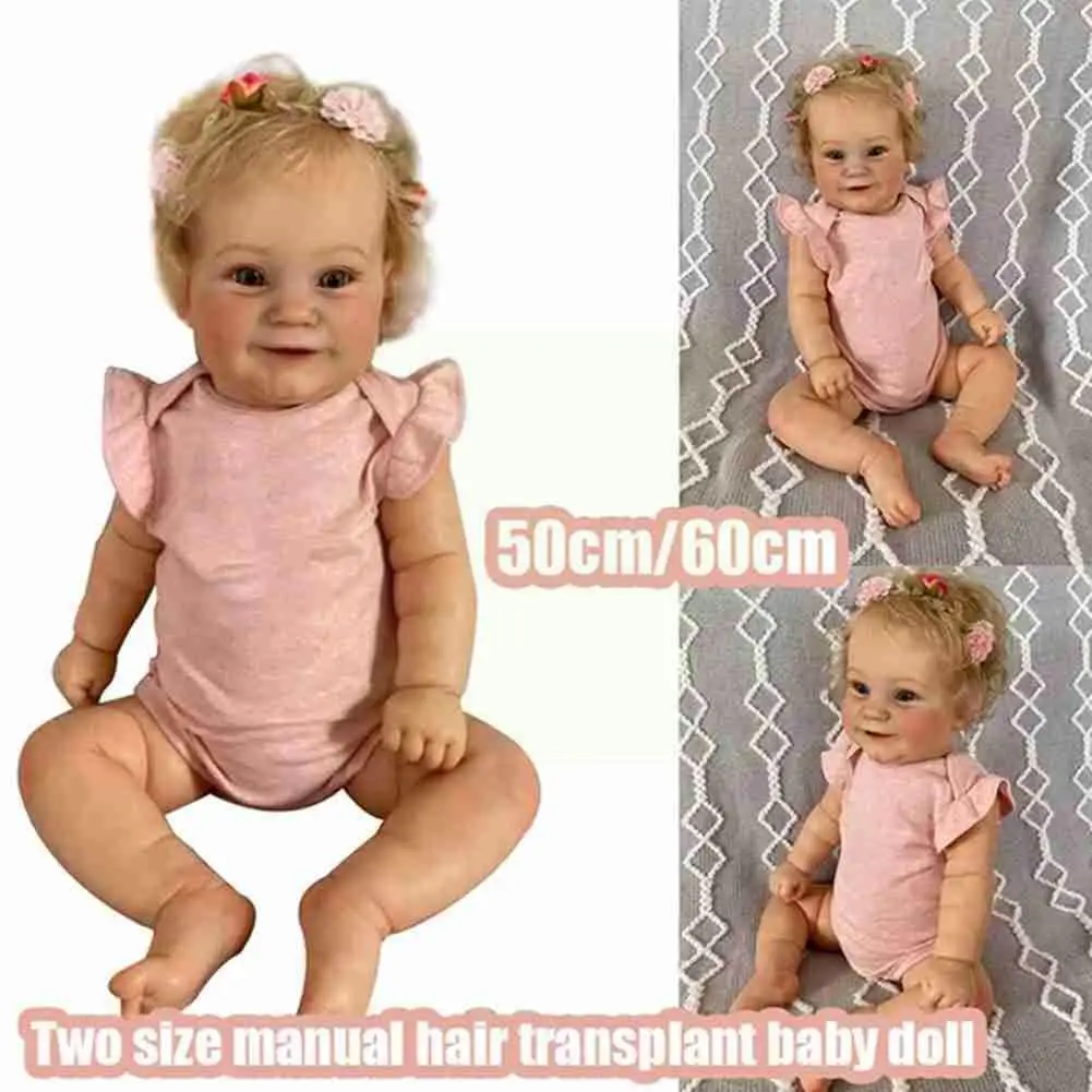 

60CM/50CM Toddler Popular Cute Girl Doll With Rooted Handmade Soft Hair High Blonde Hot Body Doll Quality Cuddle Sale W1N2