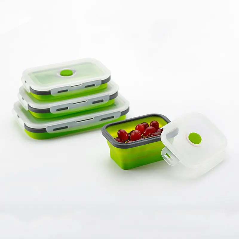 Силиконовый складной контейнер для обеда контейнер для хранения еды Bento BPA Free Microwavable Портативный Пикник Кемпинг прямоугольник наружная коробка
