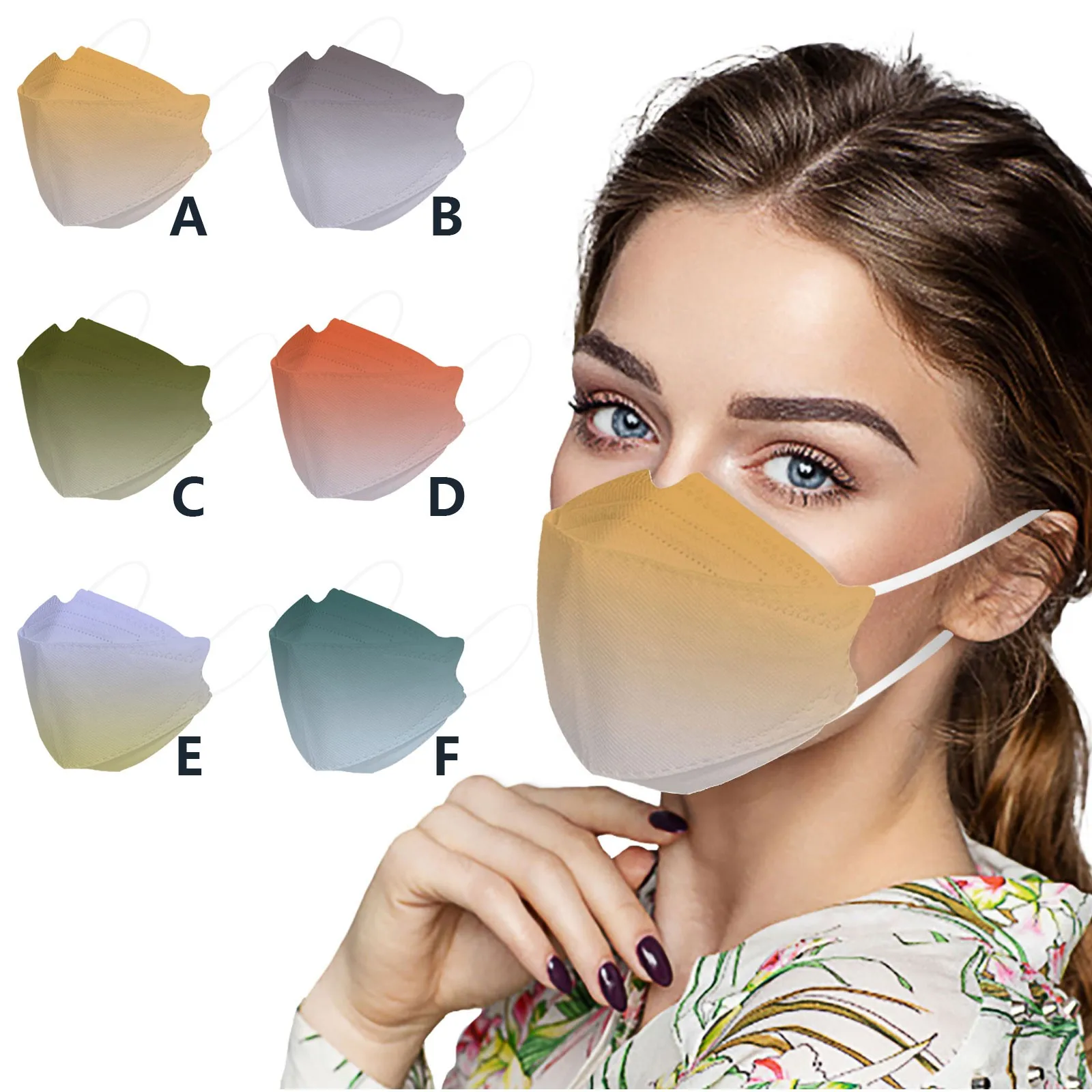 

10pcs 4D Gradient Protective And Safety Mask For Adult 4-layer Filter rotec 3ply Mask For Unisex Pm2.5 Masks Earloop Bandage