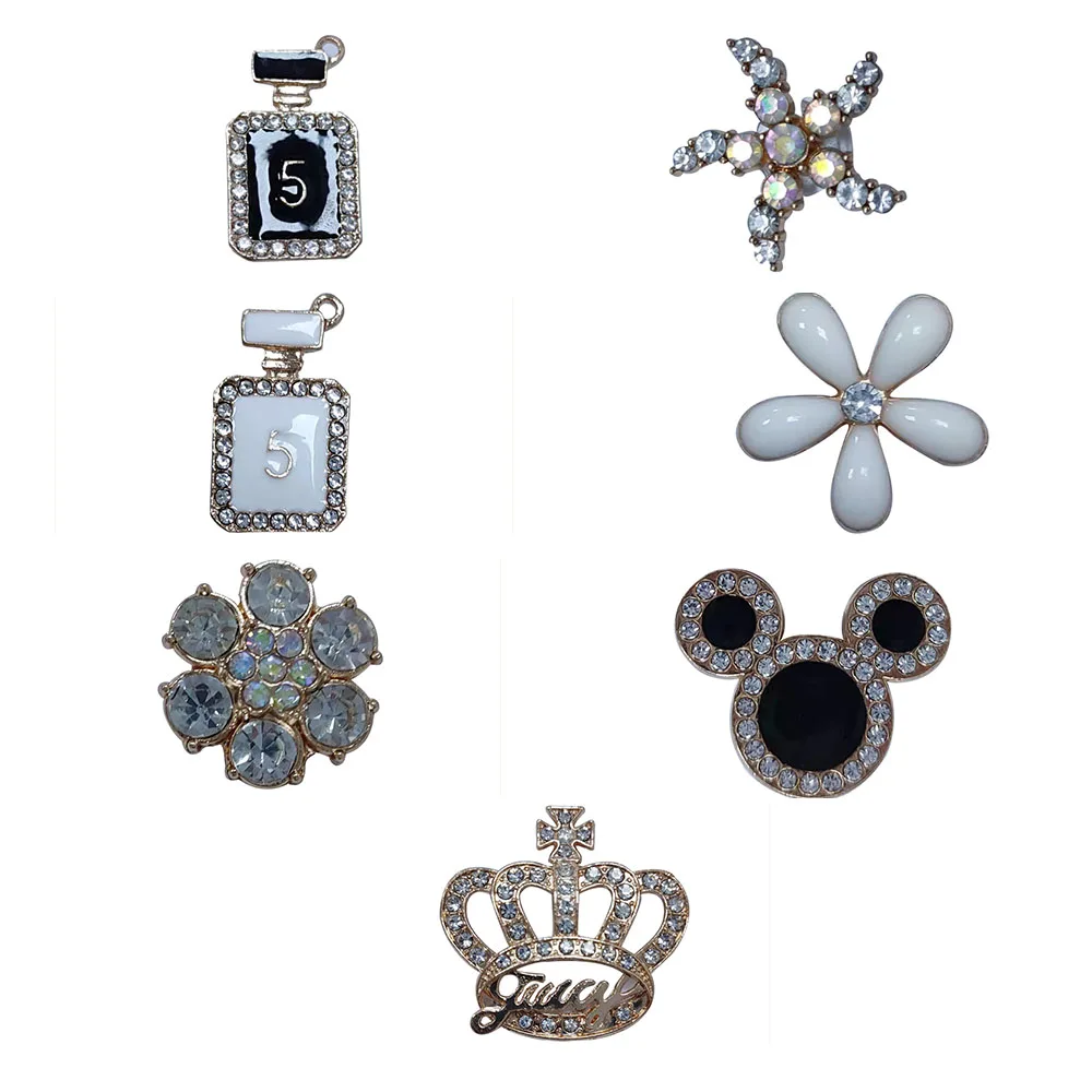 

7 шт. Корона Алмазные цветы духи металлические аксессуары для обуви садовые украшения для обуви для взрослых DIY Croc Jibz очаровательный рюкзак