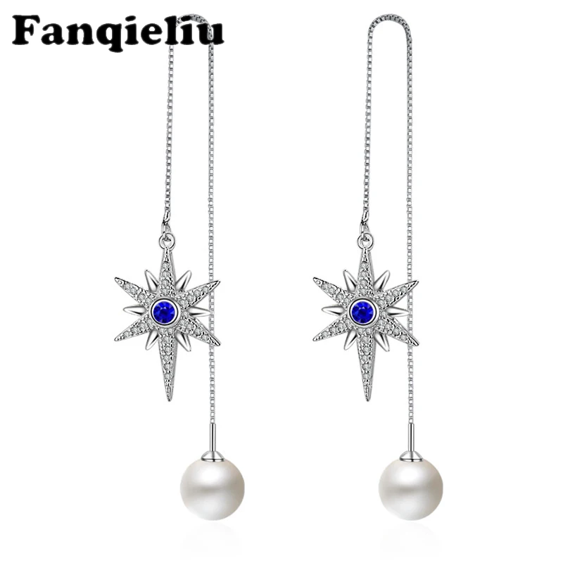

Fanqieliu Crytal Dangles 925 Sterling Silver Earring Drop Earrings For Women Star Earrings Retro Jewelry Woman Gift FQL20062