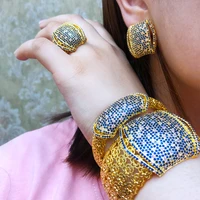 soramoore brand luxury 5pcs bracelet ring earring set for women wedding bridal zircon africanindiandubai bridal jewelry set
