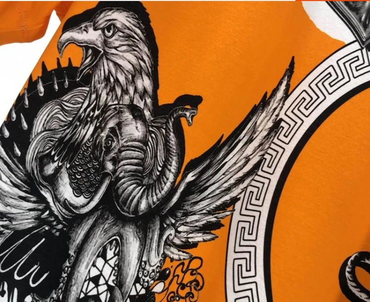 

20ss new fashion floral tiger crown gothic diamond print tee cotton tee for men