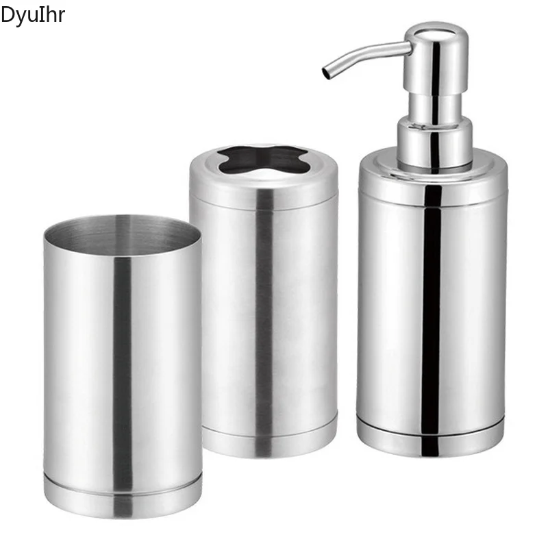 

DyuIhr modern minimalist stainless steel bathroom lotion straight bottle hotel bathroom bathroom toiletries bathroom accessories
