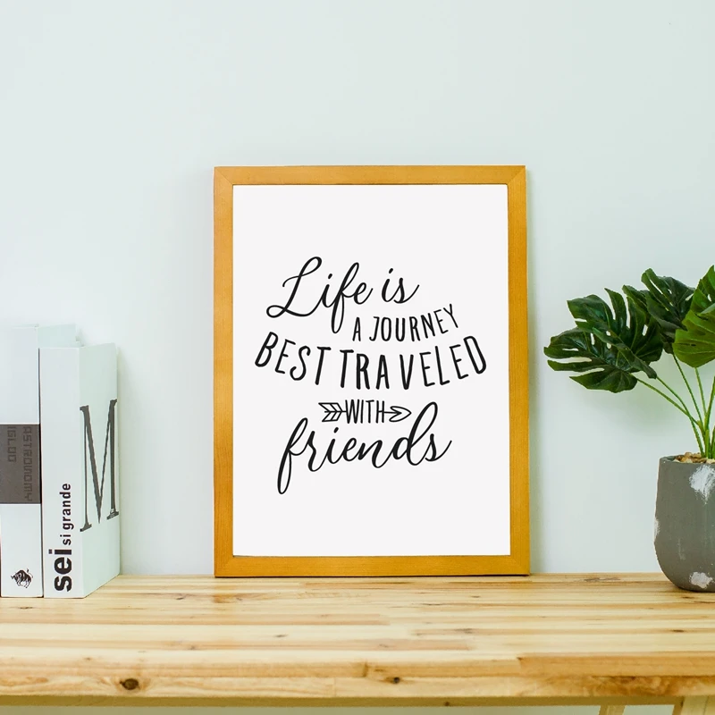 Life с принтом цитатой черно белый холст плакат Is A Journey Лучшие путешествия друзьями