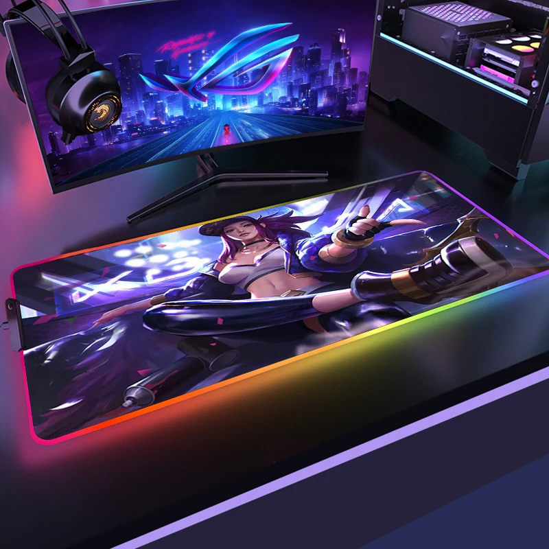 

LOL KDA ALL OUT Gaming Mouse Pad Computer Mat Desk Pad Gaming Accessories Mousepad RGB LED Light Mouse Game Pc Mats for Mice Rug