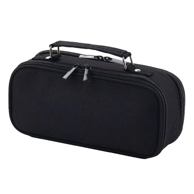 

Large Capacity Double Layer Pencil Case Canvas Portable Storage Bag Stationery 090F