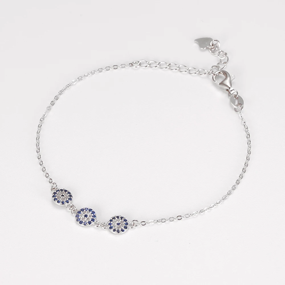 100% 925 стерлингового серебра Лаки сглаза браслеты из нержавеющей стали для женщин