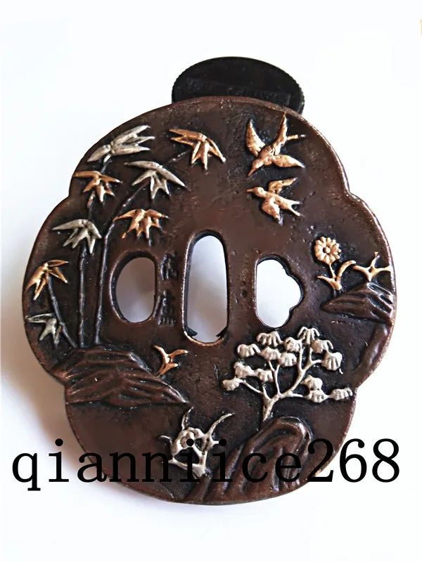 

High quality Japanese Samurai sword brass Tsuba has deer and crane
