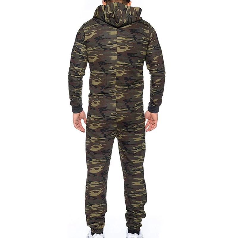 HEFLASHOR мужской комбинезон цельный Пижамный на молнии с капюшоном Камуфляжный