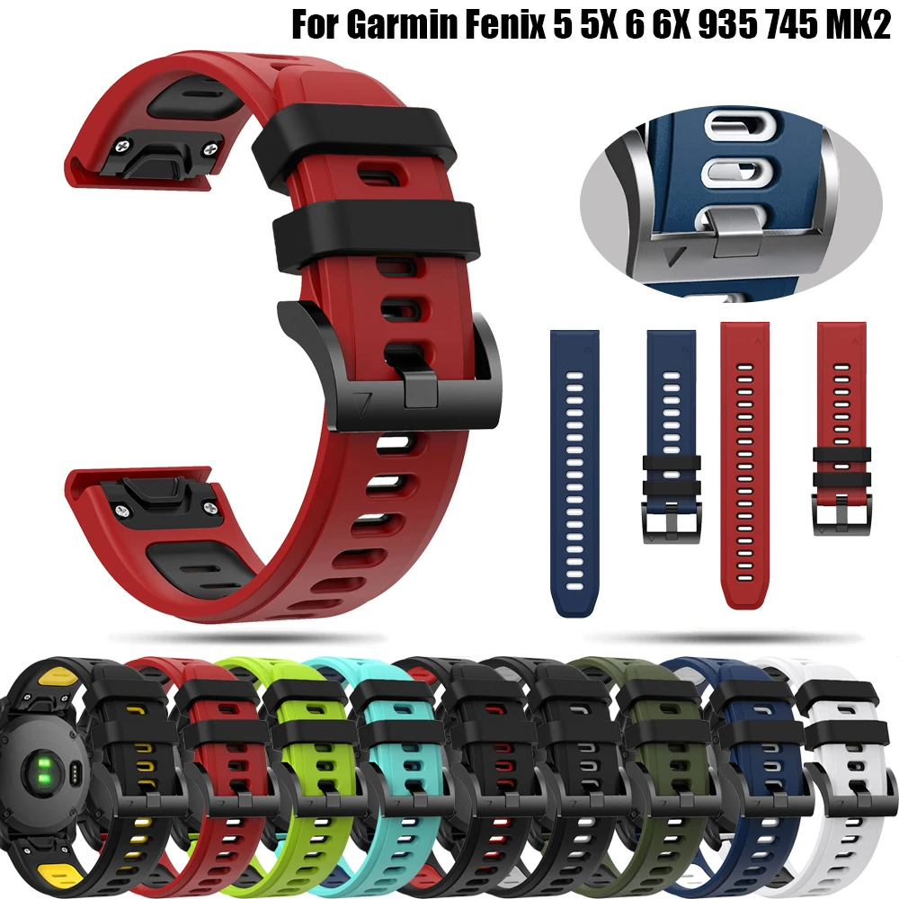 

Ремешок силиконовый для наручных часов, быстросъемный браслет для Garmin Fenix 5 5X Plus 6 6X Pro 3 3HR Easyfit, 26 22 мм