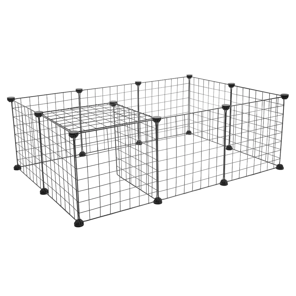 

12 Panels Small Animal Cage Portable Metal Wire Yard Fence Portable Pet Playpen Animal Fence Cage Kennel Crate for Small Animals