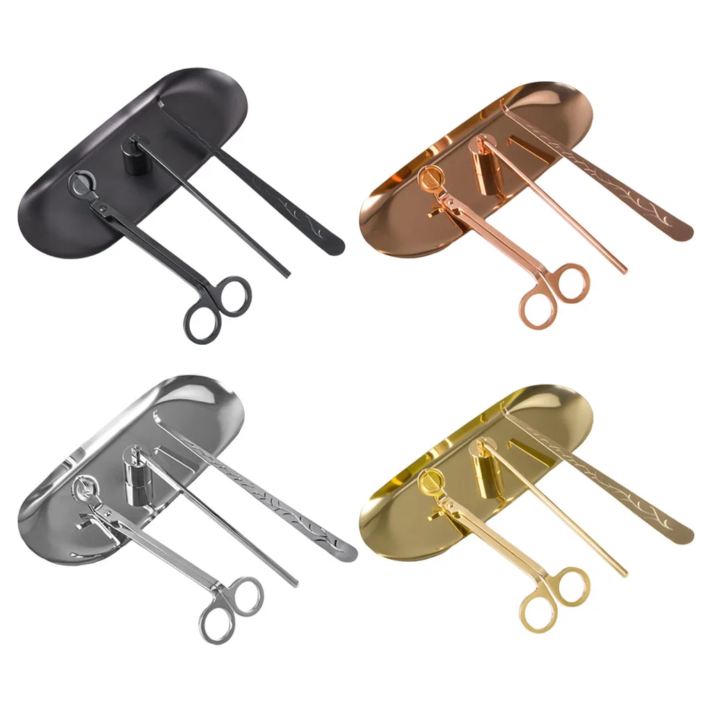 

4 Pcs Candle Wick Trimmer Candle Snuffer Wick Dipper with Tray Candle Supplies DIY Candle Care Kit Creative for Wax Lovers