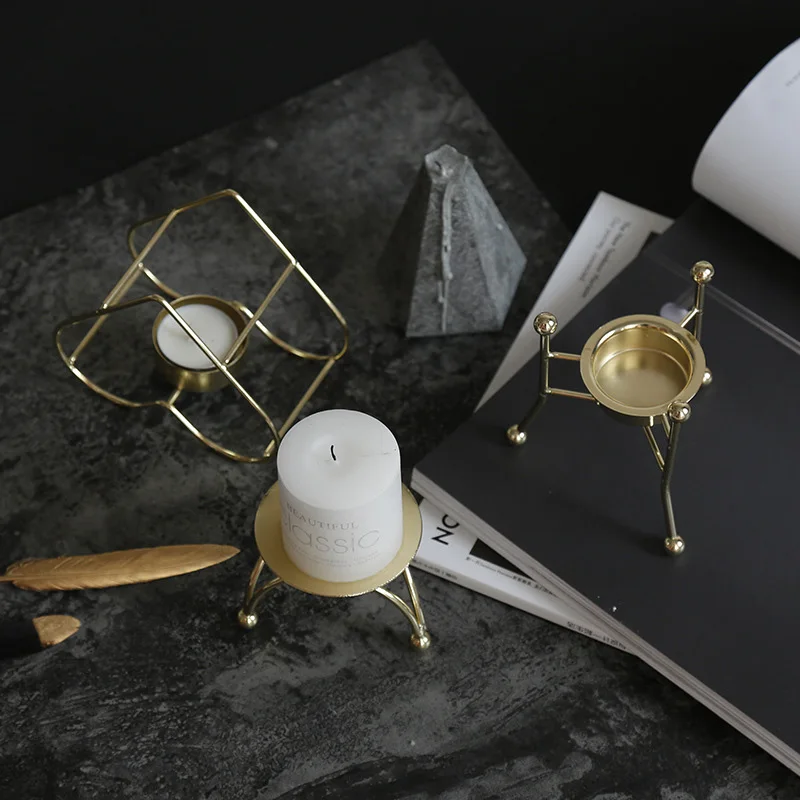 Подсвечник в скандинавском стиле с металлическим покрытием украшение для дома