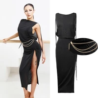 new sexy latin dance dress for women sleeveless hollow loose practice dress female adult latin dance competition dresses sl4952