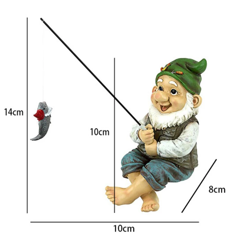 

Newly The Fishing Gnome Sitter Garden Gnome Statue Cute Gift Outdoor Decoration XSD88