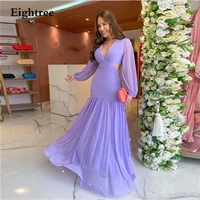 eightree purple long 2021 saudi arabia prom party dresses sexy v neck floorlong sleeves length a line formal evening gowns