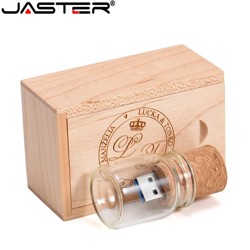 JASTER стеклянная бутылка с пробкой USB флэш-накопитель(прозрачный) ручка-накопитель 4 ГБ 8 ГБ 16 ГБ 32 ГБ 64 ГБ модная Подарочная бутылка подарок