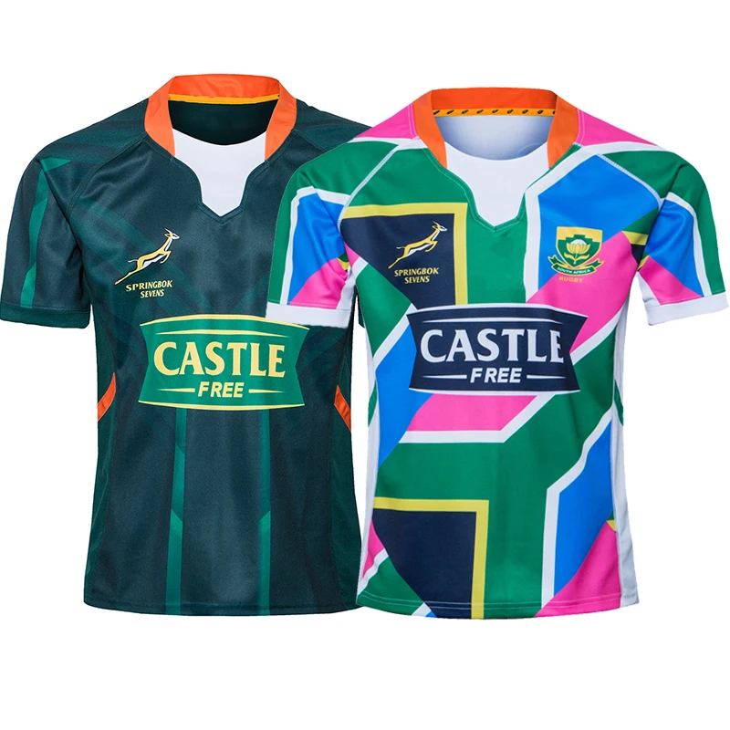 

2020 South Africa Rugby SEVENS 7S Home Away MEN'S Springbok JERSEY Tops Sport Shirt Size S-5XL
