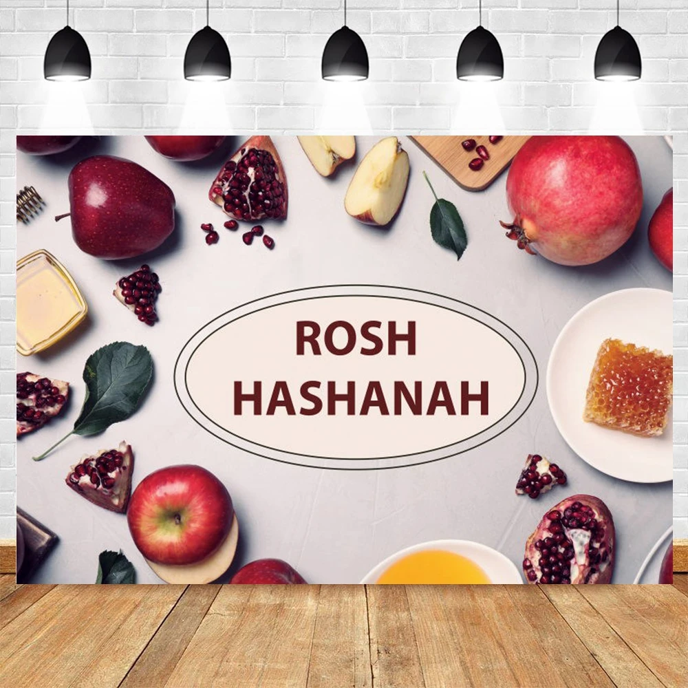 

Rosh Hashanah Jewish New Year Pomegranate Honey Shofar Flower Photography Backdrops Photographic Background Photo Studio Banner