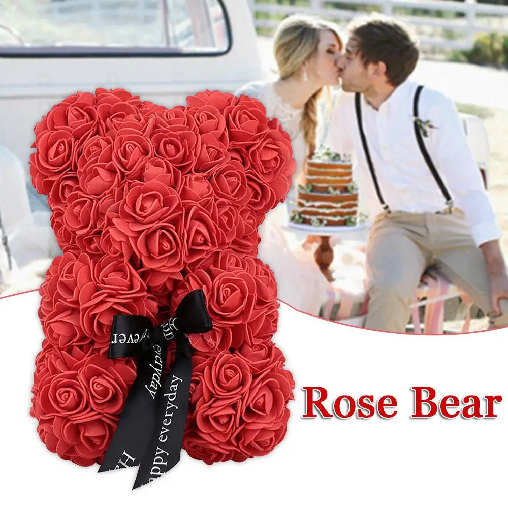 

Artificial Rose PE Rose Bear Gift Decorations Wedding Lovely Bear Dolls Girlfriend Love Romantic Simulated Birthday