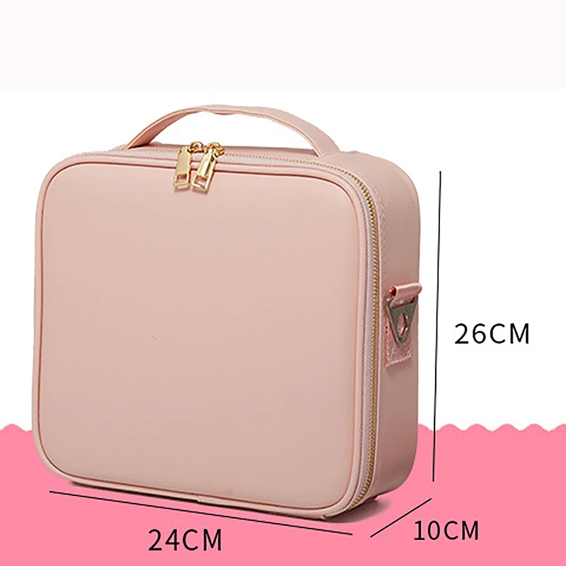 

LIKETHIS Classic Make Up Bag For Cosmetic Case PU Leather Waterproof Fabric Anti-collision Partition Multifunctional Storage Box
