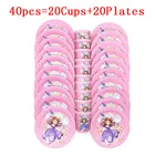 Sofia предметы для вечеринки принцессы наборы одноразовой посуды для детей, тарелки, чашки, свадебное украшение, сувениры для детского дня рождения