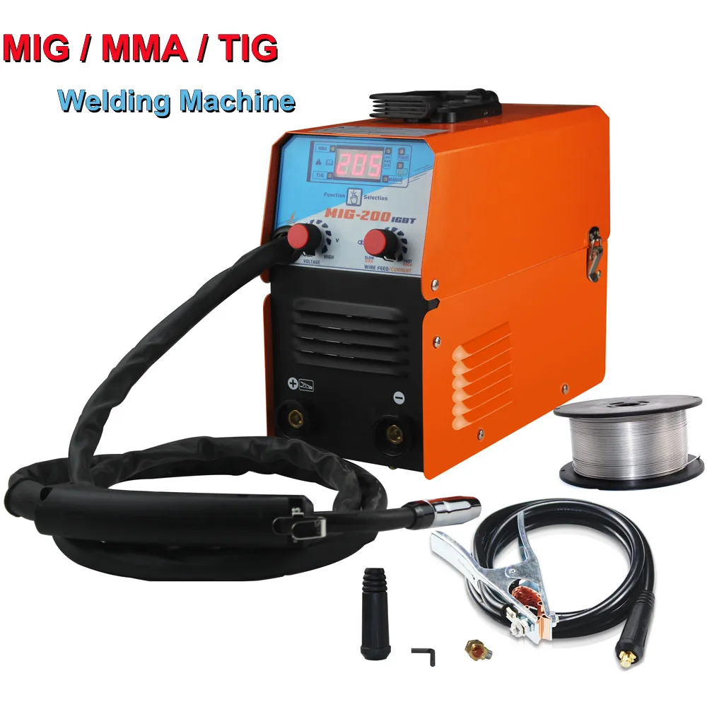 Mini soldador sin gas MIG-200 AC220V IGBT MIG MMA TIG, máquina de soldadura, herramienta de soldadura, equipo de soldadura