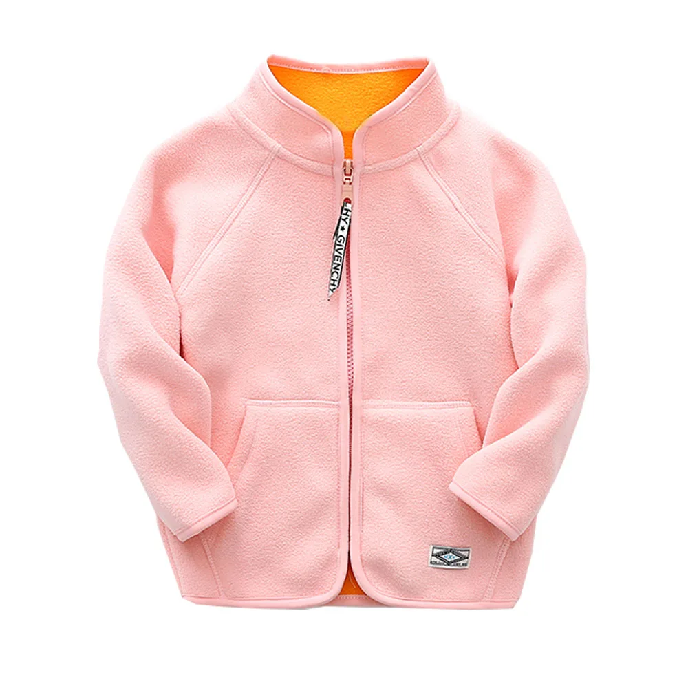 pink Пальто для маленьких мальчиков Детские флисовые куртки для девочек Осенняя теплая детская верхняя одежда с длинными рукавами куртка для мальчиков От 2 до 14 лет - Цвет: pink