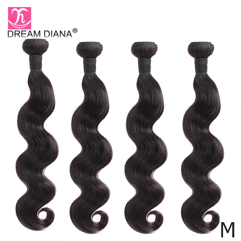 DreamDiana бразильские волнистые волосы пряди 3/4 шт. 10 &quot-30&quot естественный Цвет