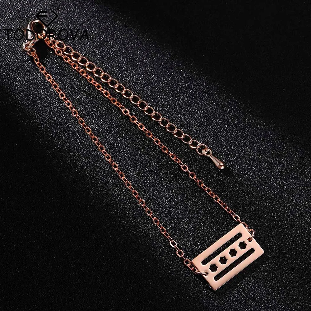 Браслеты из нержавеющей стали с флагом Чикаго для женщин США Америка llinois браслет