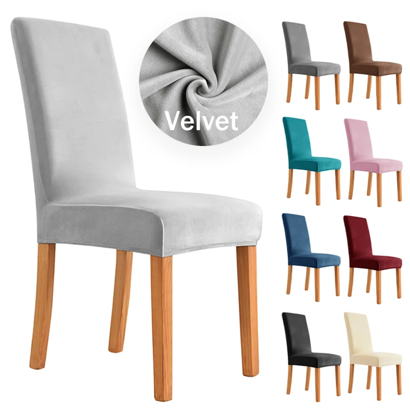 

Velvet Fabric Chair Cover for Dining Room Wedding Hotel Banquet Soft & Comfortable Spandex Stretch Chair Covers Home Decor Seat