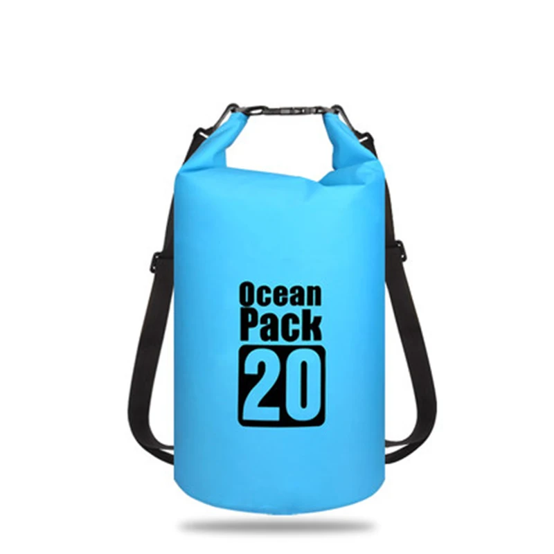 20L Blue 5L/10L/15L/20L/30L открытый плавательный водонепроницаемый мешок пакет ПВХ брезент Кемпинг рафтинг хранения сухой мешок с регулируемым ремешком крюк - Цвет: 20L Blue