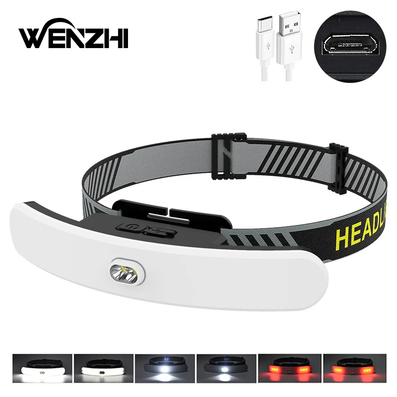 

Headlamp Powerful Flashlight 18650 Rechargeable Led Head Lamp On The Battery Cob Front Torch For Tourism Fishing Camping Hiking