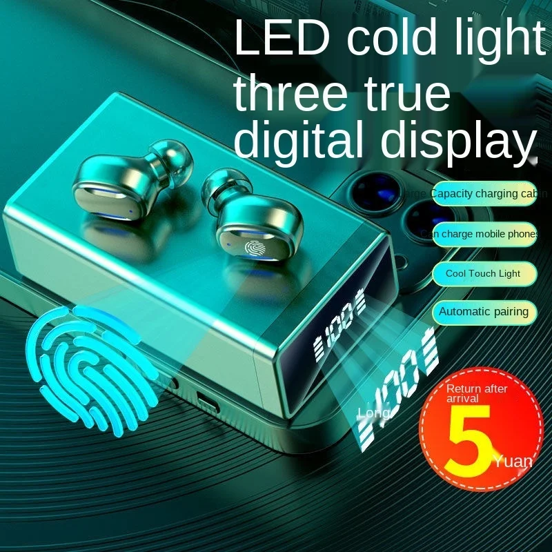 

Беспроводная Bluetooth двойная гарнитура, Спортивная мини-гарнитура высокой емкости