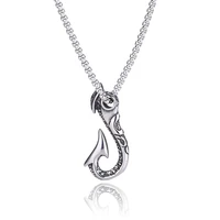 fashion mens necklaces jewelry vintage viking stainless steel fish hook shape pendant necklace punk hip hop accessories sp0872
