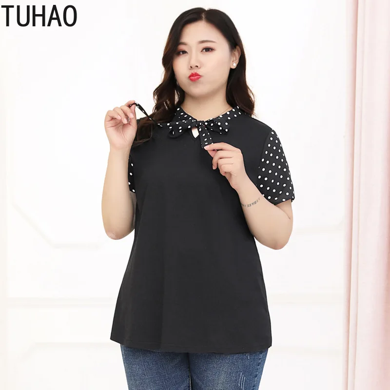 TUHAO женские топы блузка с принтом в горошек 6xl 10XL 8XL размера плюс Офисная женская
