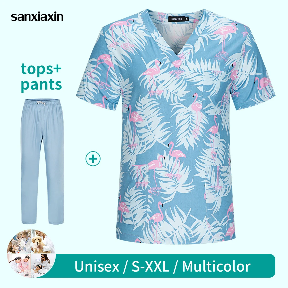 

Customize Cartoon Print Nurse Hospital Medical Scrubs Top Unisex Health Service Nursing Uniform Wholesale Prices Scrubs Workwear