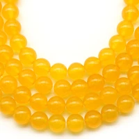 natural yellow chalcedony jades stone beads for jewelry making round beads 4 6 8 10 12mm diy charms bracelet accessories 15