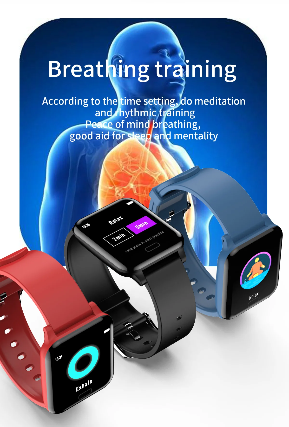 

P6 smart watch temperature measurement bracelet heart rate sports bracelet HD color screen