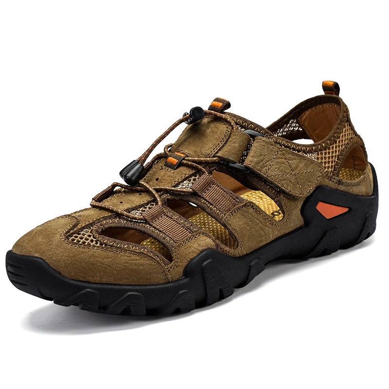 

2021 New Summer Men's Shoes Outdoor Casual Shoes Sandals Genuine Leather Non-slip Sneakers Men Beach Sandals Big Size 38-48