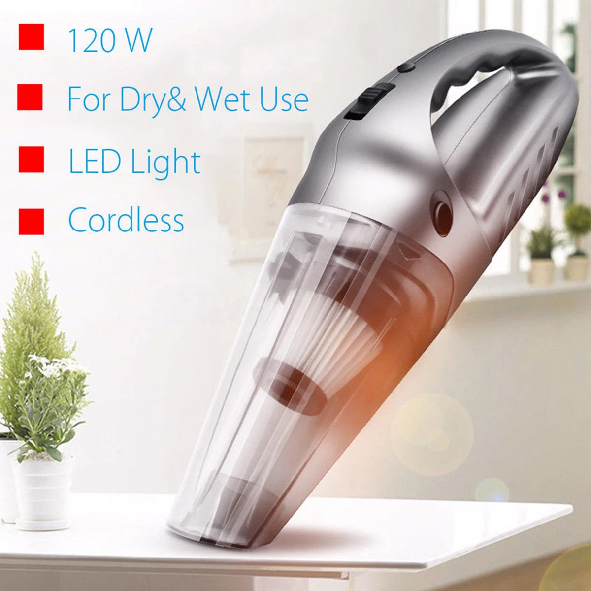 

Portable Wet & Dry Car Home Vacuum Cleaner Rechargeable Handheld High Power 120W