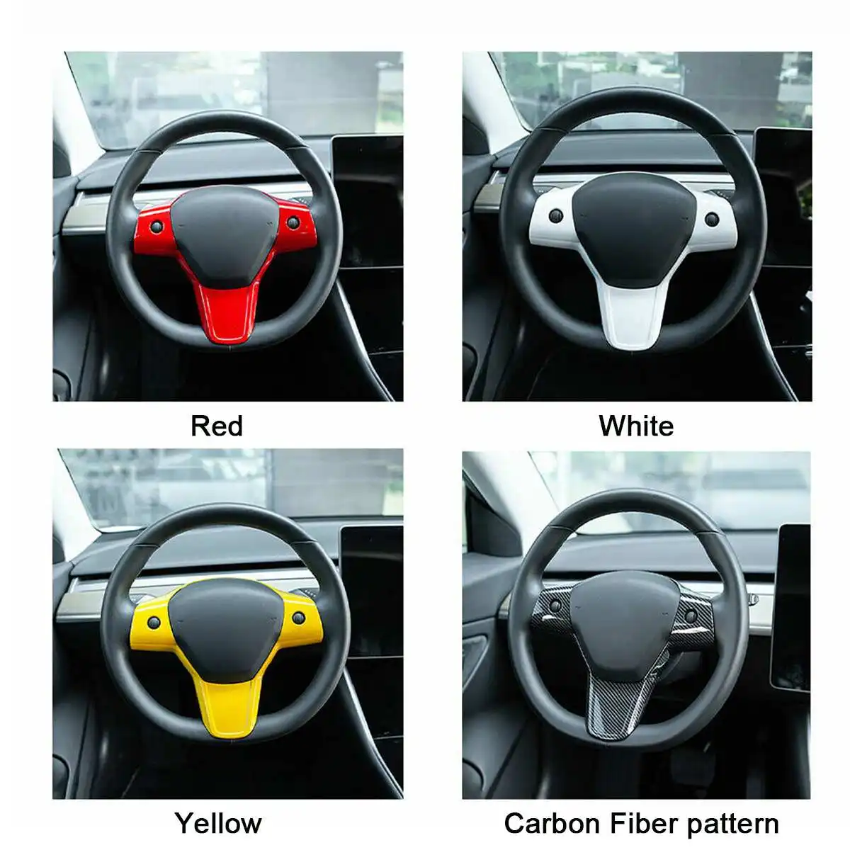 

For Tesla Model 3 2017 2018 2019 2020 Car Integrated Steering Wheel Cover Decoration Sticker Car Decor Car Accessories Sticker