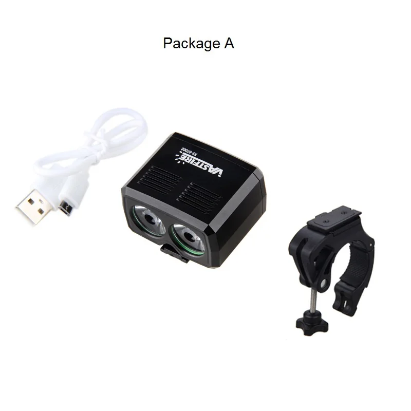 Package A MTB USB Перезаряжаемый мини-велосипедный светильник, мощный люмен, светодиодный передний велосипедный светильник, головной светильник, дорожный велосипедный безопасный светильник - Цвет: Package A