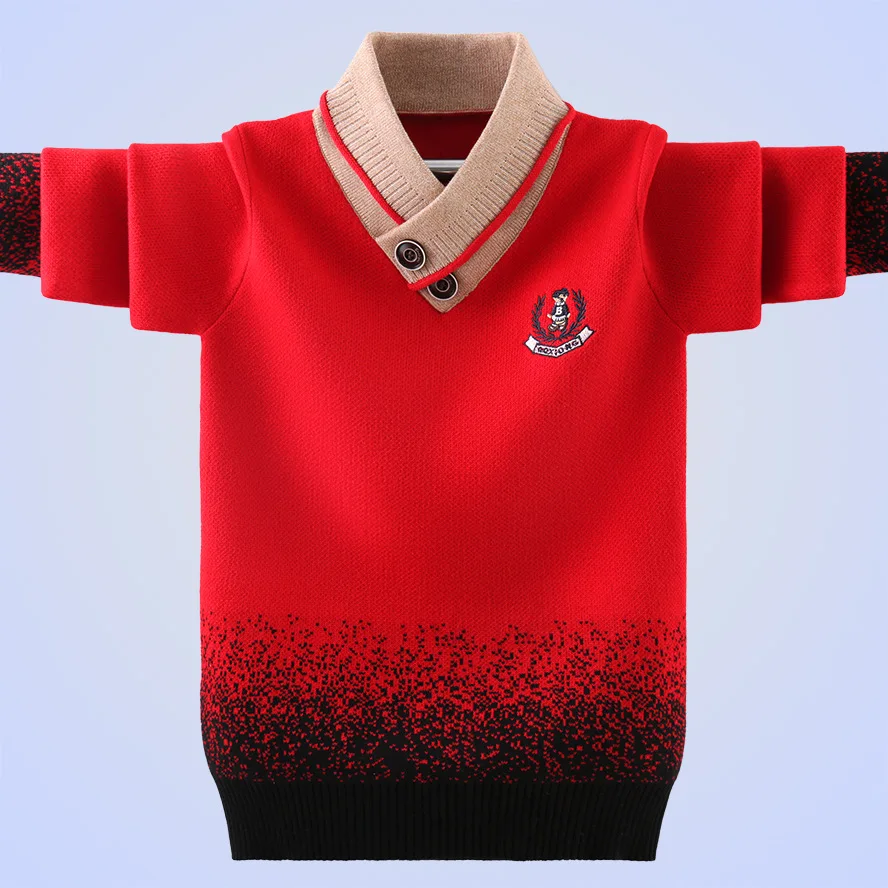 Новинка хлопковая одежда Детский свитер сохраняющий тепло пуловер с V-образным