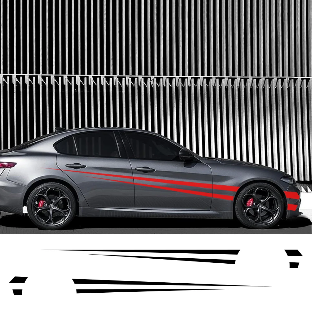 

2pcs Car Sticker Vinyl Wrap DIY Decoration Sticker Car Racing Sports Styling Long Side Stripe Decals Car Tuning Accessories Auto